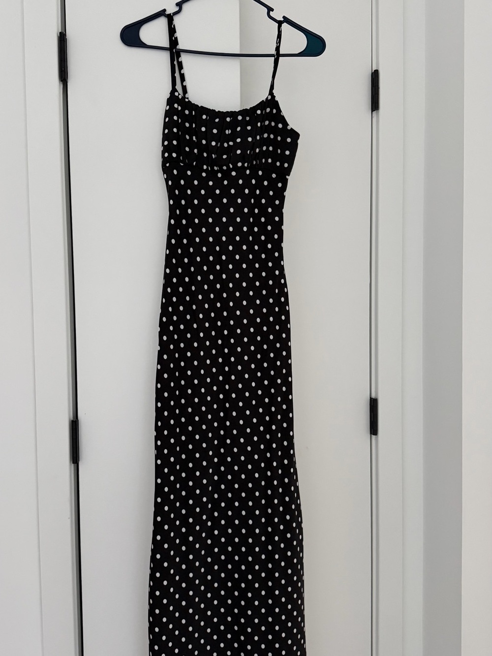 Black Polka Dot Maxi Dress with Spaghetti Straps